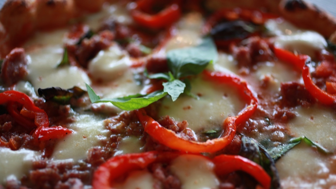 Rustic pizza red peppers